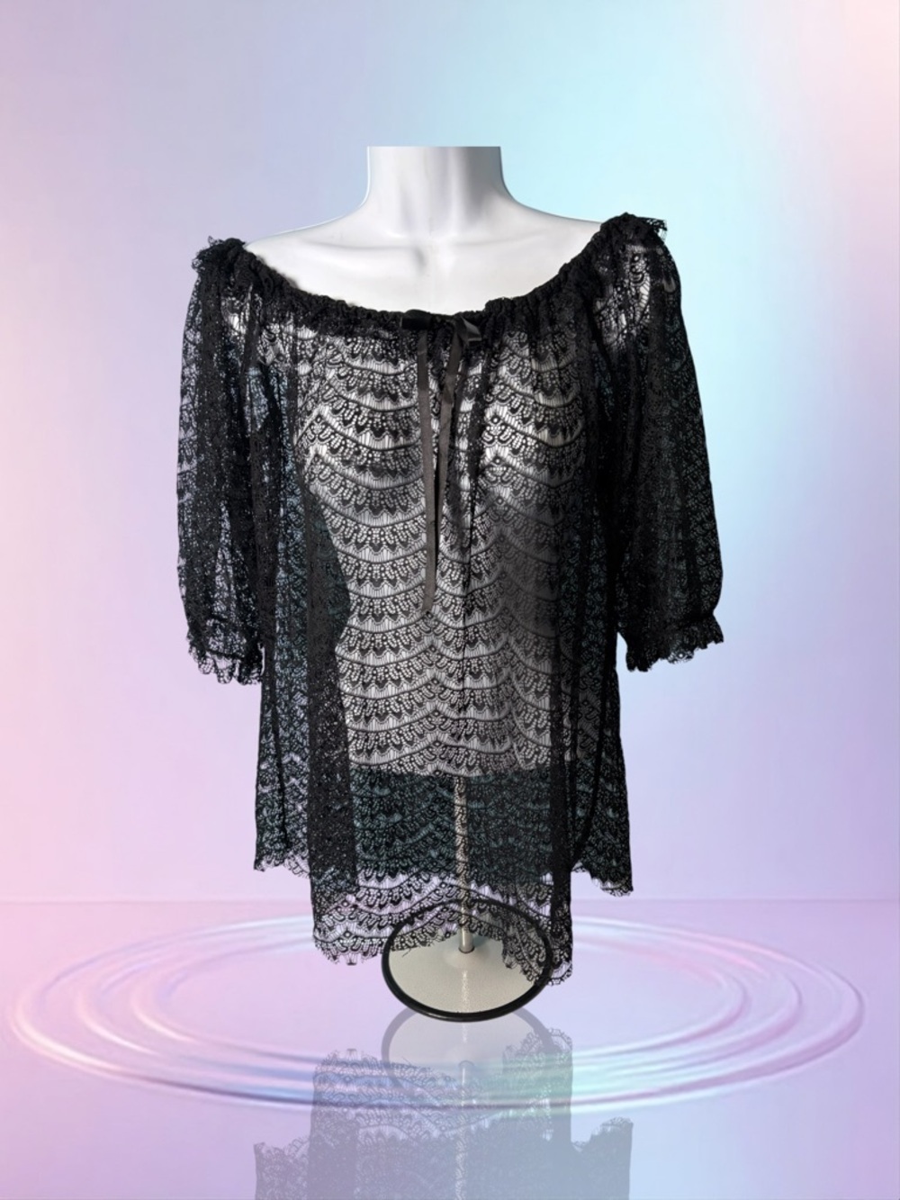 Amscan Ladies Black Lace Top Size Large